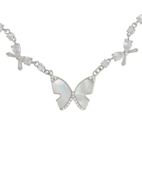 天然贝母蝴蝶项链女轻奢锁骨链
