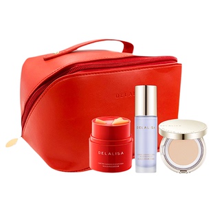 【无垠时妆礼盒】DELALISA/狄娜丽莎羽纱养肤气垫霜隔离乳卸妆膏