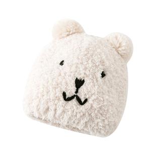 戴维贝拉儿童帽子冬季新款男童帽子女童加绒帽子保暖婴儿帽卡通