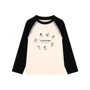 Amybaby女童上衣冬季2025新款宽松卡通米奇字母印花撞色长袖卫衣