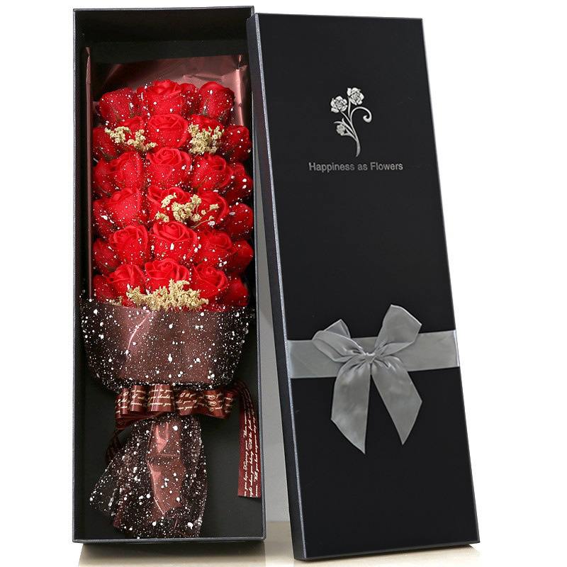 礼物送老婆女朋友闺蜜朵花束香皂纺雪花玫瑰礼盒手工花母亲33