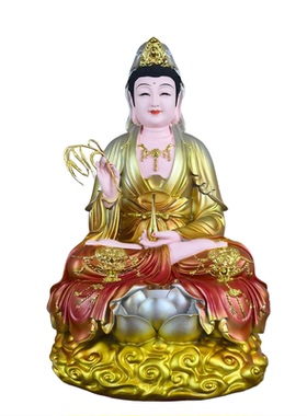 仿铜彩绘南海滴水观音佛像摆件