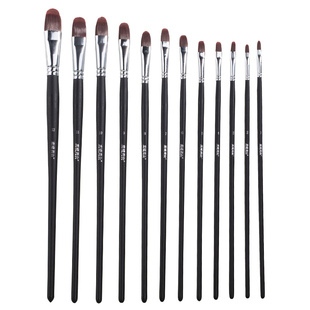 青竹尼龙水粉笔小号酒红色鸭舌型画笔油画笔丙烯颜料水彩色彩画笔套装美术生专用单支长杆尼龙排笔画材刷