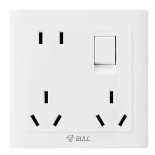 公牛一开八孔插座带开关86型8孔六孔十多位用功能墙壁面板明暗装