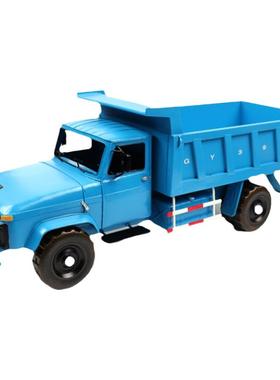 复古翻斗车模型工地渣土运输车汽车模型仿真酒吧客厅装饰怀旧摆件