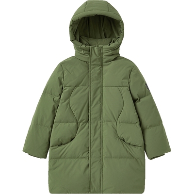 英氏儿童羽绒服中长款男女童冬季加厚外套冬中大童保暖新款超韧绒