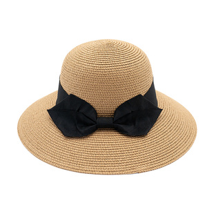 草帽女款法式复古夏天出游大帽檐沙滩帽可折叠遮阳帽防晒防紫外线