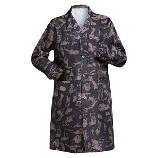 蓝大褂工作服长款男女长袖罩衣劳保服迷彩大褂定制印字防尘耐磨