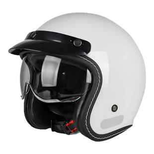 3c认证摩托车头盔男女四季巡航机车踏板复古半盔4分之3盔可装蓝牙