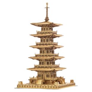 苏州寒山寺普明宝塔中国古建筑榫卯积木玩具古风拼装国潮纸玩模型