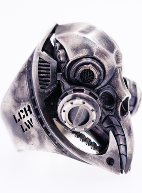 渡鸦原创925银机械蒸汽朋克戒指