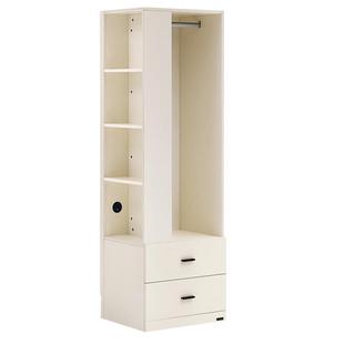 全友家居奶油风加高储物床头柜2025新款小户型卧室多功能衣帽柜