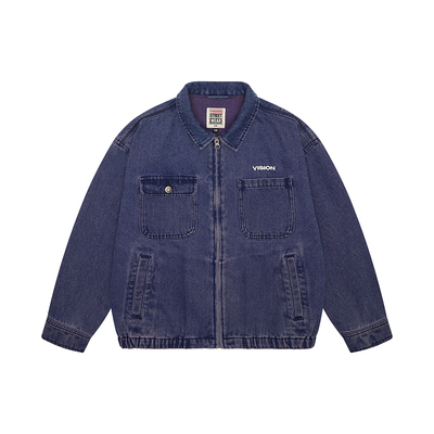 VISION童装  美式复古宽松水洗多袋牛仔夹克外套男女儿童26春新