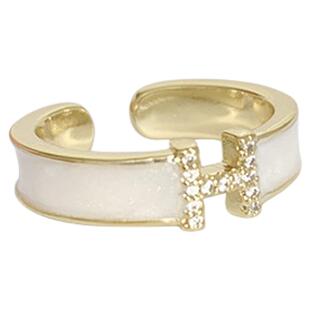 字母H戒指~白色滴油锆石高级感开口ins小众法式网红指环食指戒女