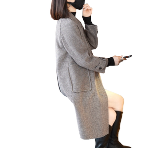 清仓处理千鸟格子毛呢外套韩版羊毛呢子高级感双面呢大衣女秋冬季