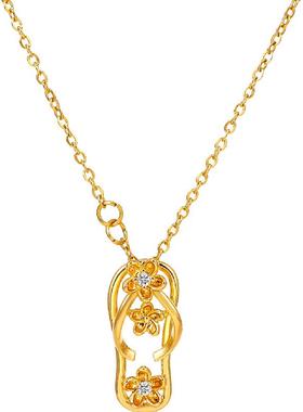 镂空拖鞋合金吊坠锁骨链女百搭潮