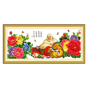 蒙娜丽莎十字绣笑口常开弥勒佛人物花开富贵牡丹2026新款客厅线绣