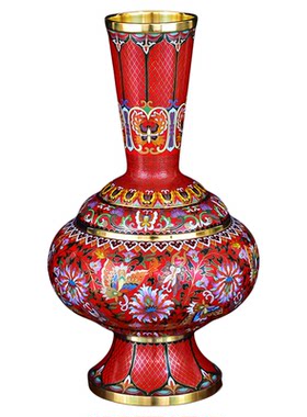 北京珐琅景泰蓝15寸蝶花瓶