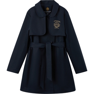 【三防】eland kids衣恋童装女童风衣25年春秋新学院风中长款外套