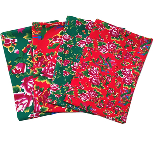 东北大花布羽绒服布料棉服棉裤马甲面料凤凰牡丹演出服居家装饰布