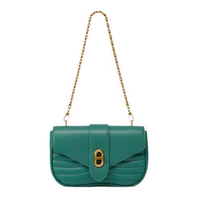 女士金属扣带链条单肩腋下包