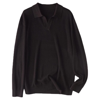 老钱风可机洗羊毛剪刀领针织毛衣