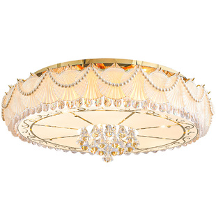 护眼法式水晶吸顶灯奶油风客厅灯卧室书房灯具简约现代大气低层高