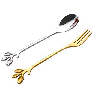 日式创意可爱不锈钢勺叉咖啡勺子长柄搅拌勺吊坠ins甜品勺水果叉