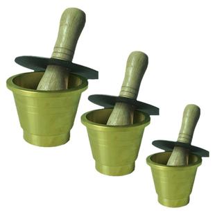 大中小纯铜实心广式捣药罐盅钵蒜器压泥缸碾子铁石臼捣碎器筒杵