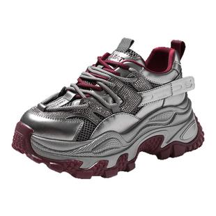 星期六银色厚底老爹鞋女款2025新款秋冬女鞋增高鞋子女休闲运动鞋