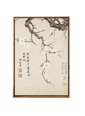 欧慕新中式茶室玄关梅兰竹菊挂画