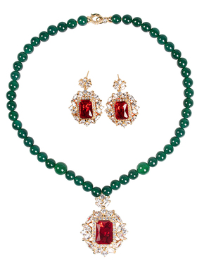 法式复古锆石项链耳环礼服首饰