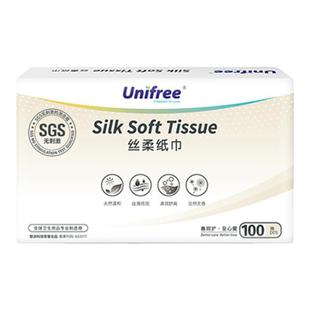 unifree宝宝专用柔纸巾添加乳霜成分云柔巾100抽40包家用抽取式