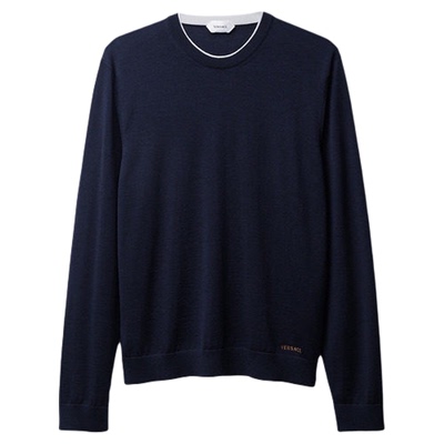 【秀场同款】VERSACE/范思哲 男士刺绣羊毛针织圆领套头衫