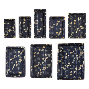 印花寿司盒包装盒一次性长方形刺身拼盘打包盒日式外卖打包盒商用