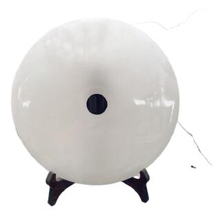 天然玉石平安扣摆件阿富汗白玉圆盘玉璧客厅酒柜装饰乔迁新居礼品