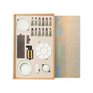 善琏湖笔 只此青绿 国画初学者套装国画颜料礼盒套装国画用品工具全套中国画水墨画正品工笔画送礼礼品12色