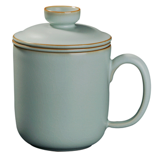 汝窑青澹办公杯陶瓷带盖过滤功夫茶泡茶水杯大容量景德镇青瓷礼品