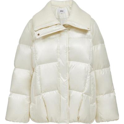 ONLY螺纹针织翻领宽松羽绒服