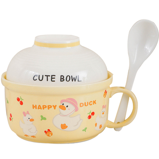 陶瓷泡面碗带盖勺汤碗可微波炉学生宿舍饭碗方便面碗上班族便当盒