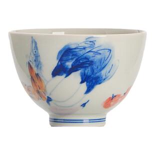 枭窑 景德镇柴窑茶具青花手工手绘陶瓷茶杯小清新茶具鸡心主人杯