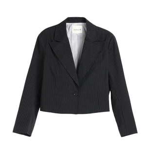 蒲PUKKA 原创设计棉麻西装女秋冬装设计感时尚短款西服外套