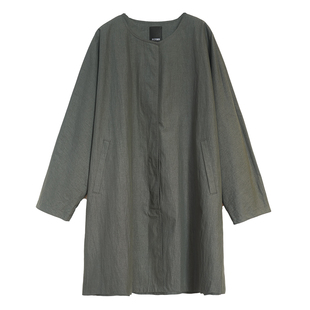 胖mm春季中长款风衣木子理想大码女无领连身袖简约休闲外套200斤