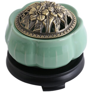 定时调温电香炉 莲花陶瓷香薰炉 电子沉香炉插电木粉块香丸木屑