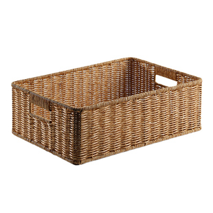 仿藤编织筐收纳篮长方形化妆品杂物零食筐客厅茶几整理抽屉储物筐