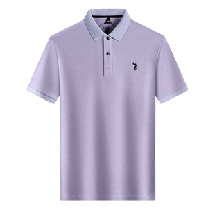 2026年新款夏季纯棉短袖t恤男士翻领宽松polo衫透气吸汗休闲上衣