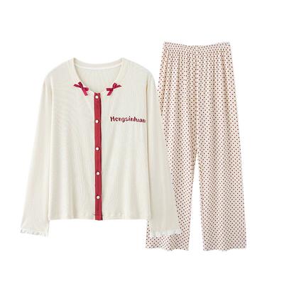 猫人带胸垫睡衣女春秋季三件套