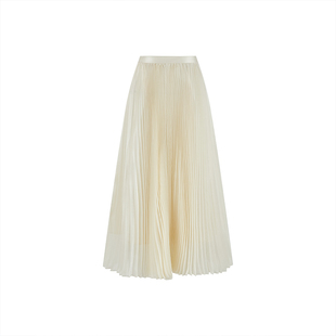 MELINDA LI【香榭丽舍】法式通勤流光丝光缎薄纱高温真空压褶半裙