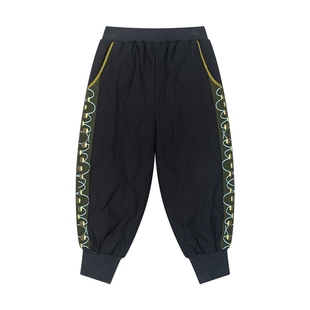 马拉丁儿童裤子25冬装新款男小童侧边装饰拼色图案设计羽绒裤