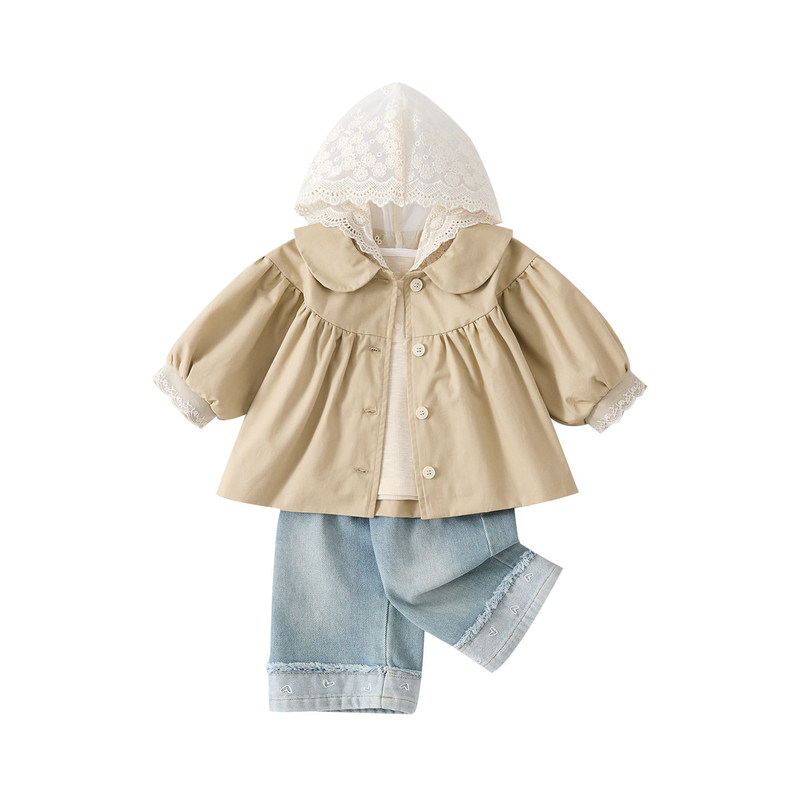 【2折专区】折扣店撤柜  宝宝套装春季娃娃领外套连帽衫牛仔裤